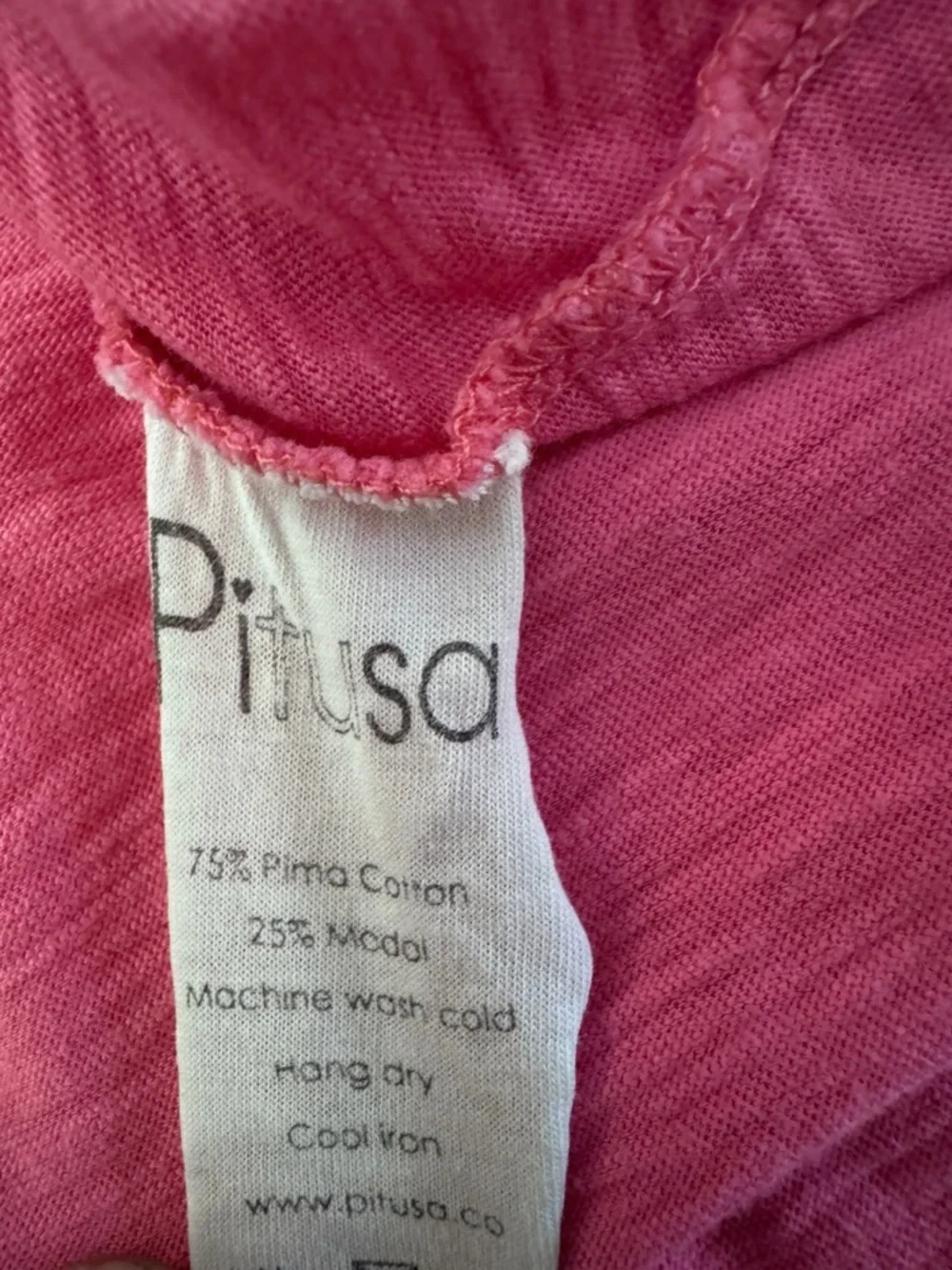 Pitusa Pink Pima Cotton Tunic Dress Petite Resort Cover Up XS S - Picture 6 of 7